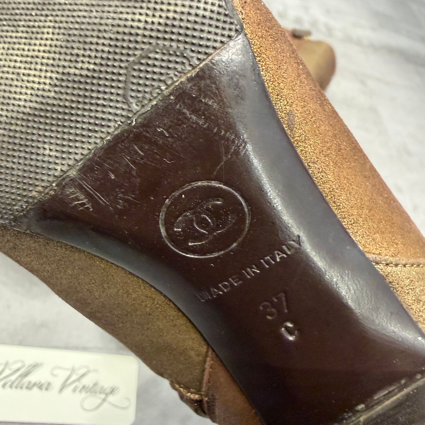 Chanel Metallic Copper Leather Knee High Boots w/ Gold CC Hardware