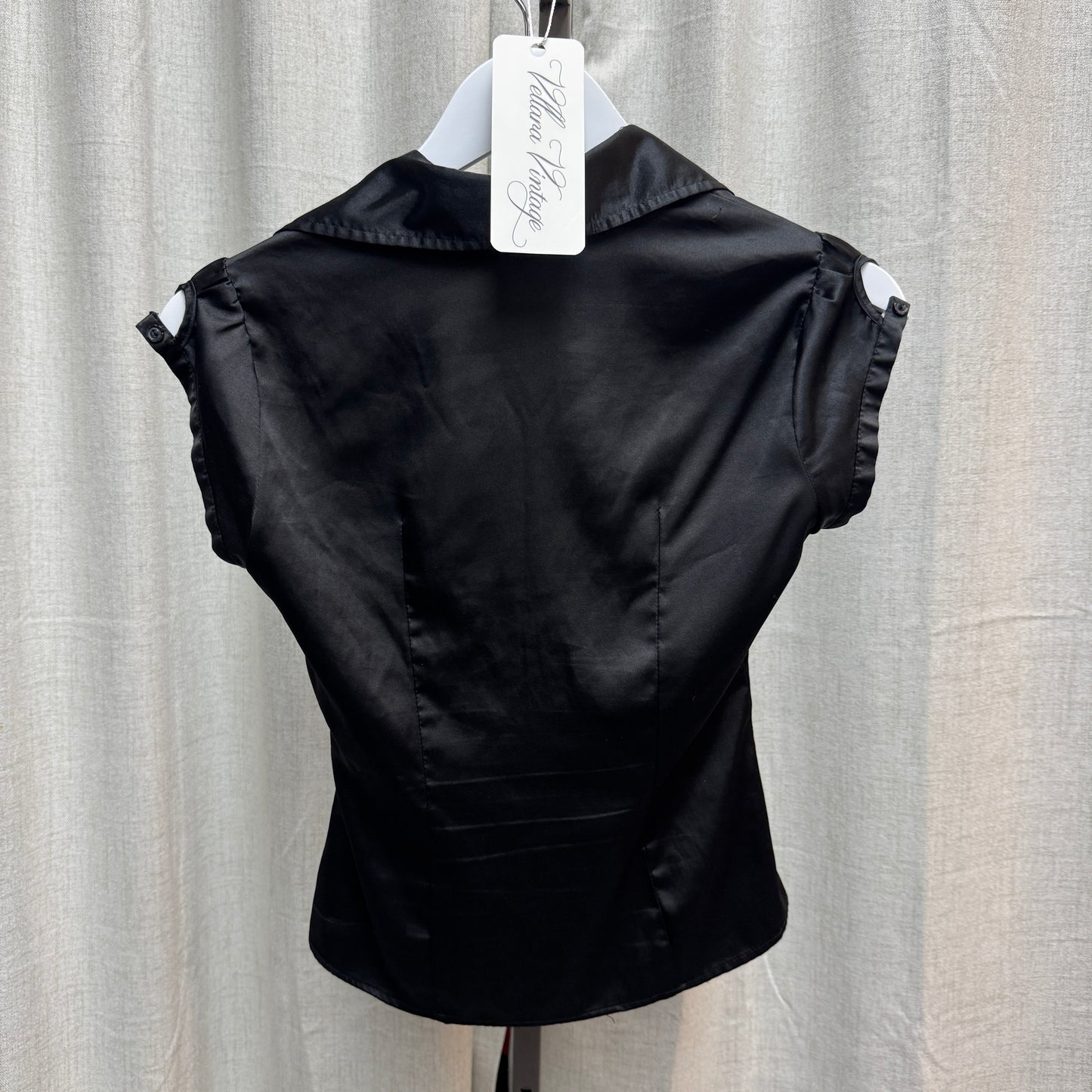 G by Guess Black Satin Button Up Blouse