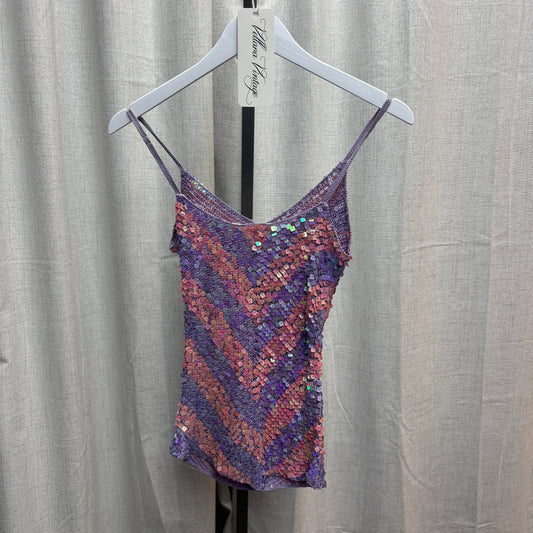 Pink and Purple Chevron Sequin Crochet Tank Top
