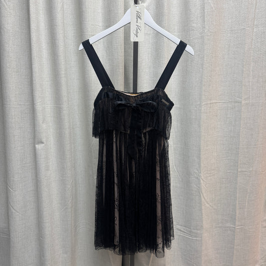 Black Galliano Lace Babydoll Mini Dress