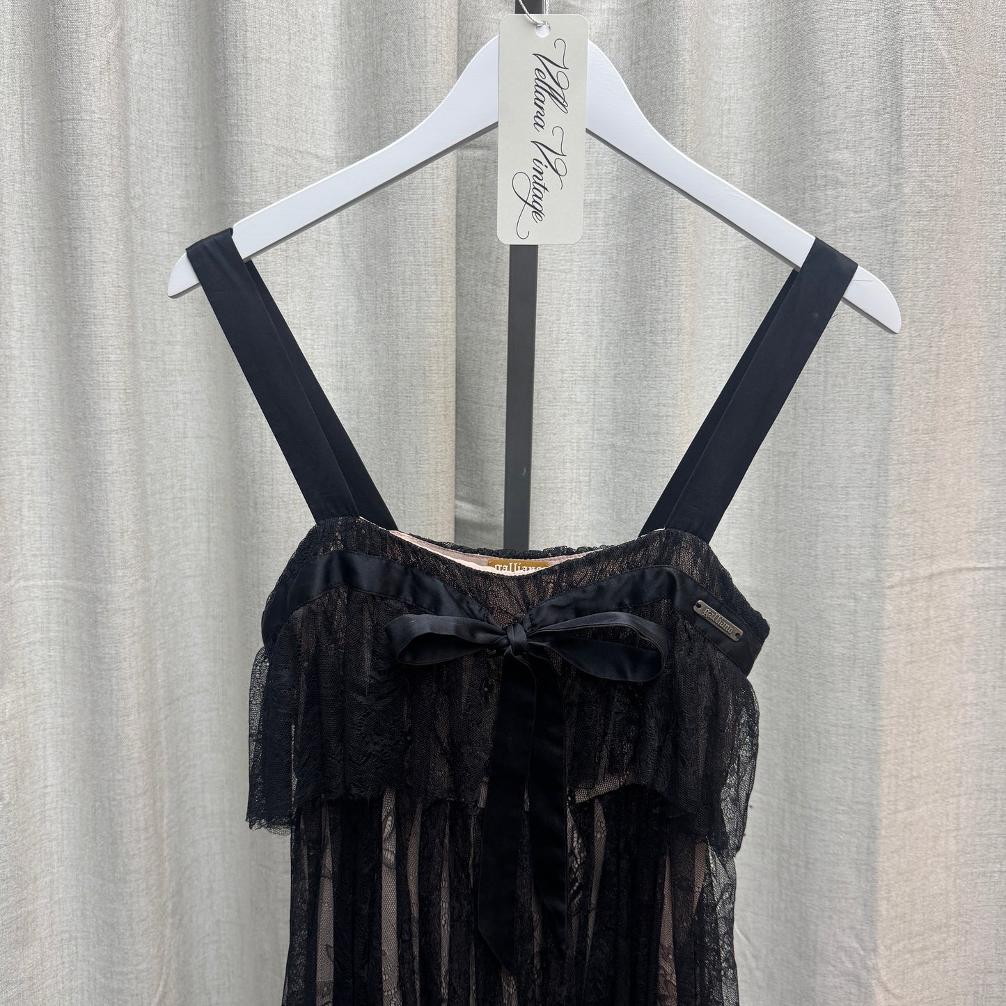 Black Galliano Lace Babydoll Mini Dress