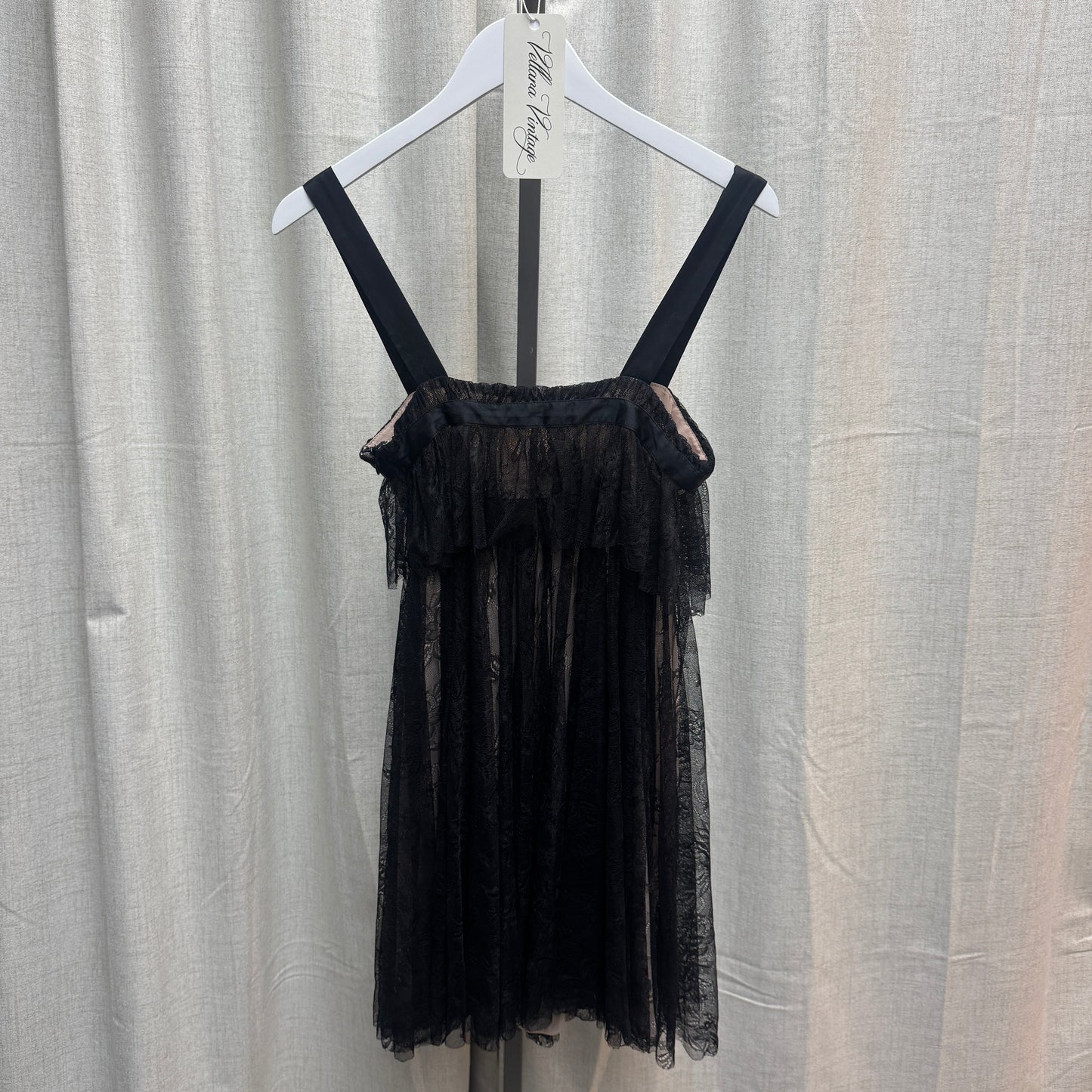 Black Galliano Lace Babydoll Mini Dress