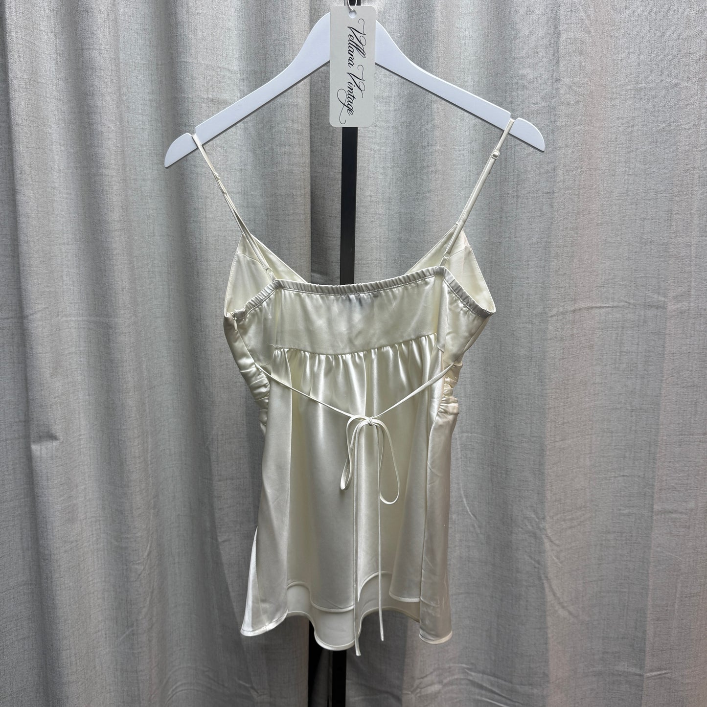 XOXO White Ruched Tie Back Tank Top