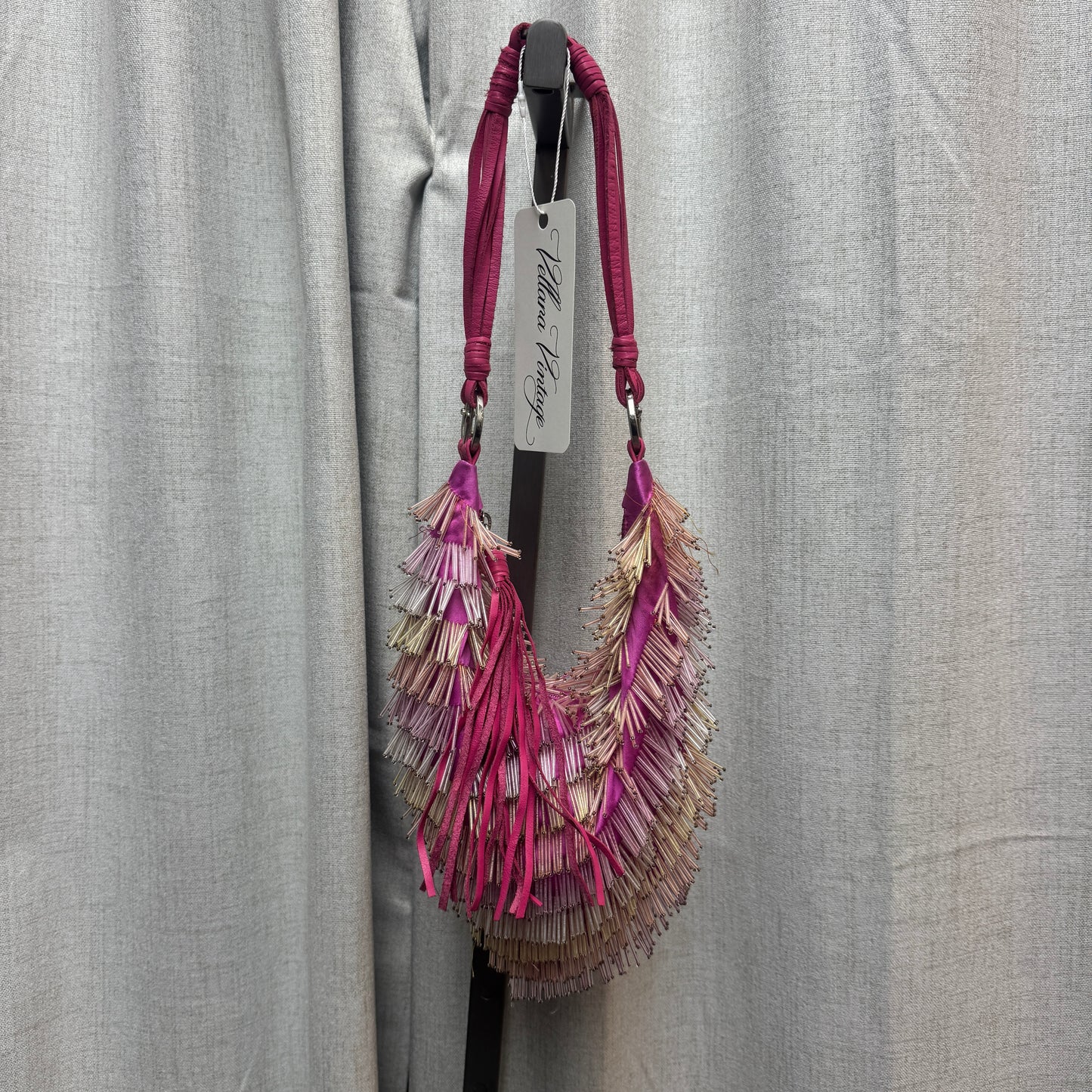 Cesare Paciotti Pink Beaded Fringe Shoulder Bag