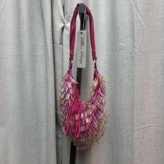 Cesare Paciotti Pink Beaded Fringe Shoulder Bag