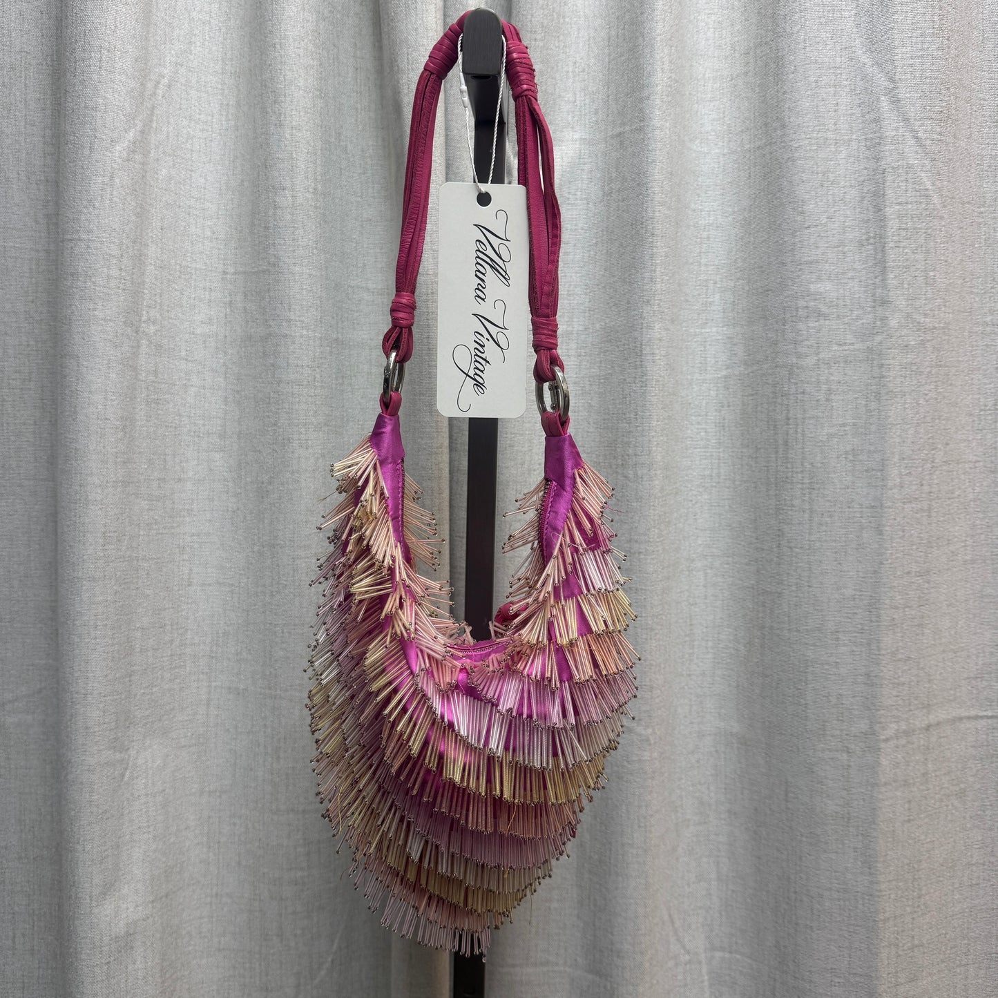 Cesare Paciotti Pink Beaded Fringe Shoulder Bag