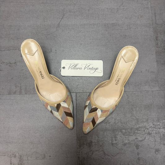 Bruno Magli Geometric Pastel Kitten Heel Mules