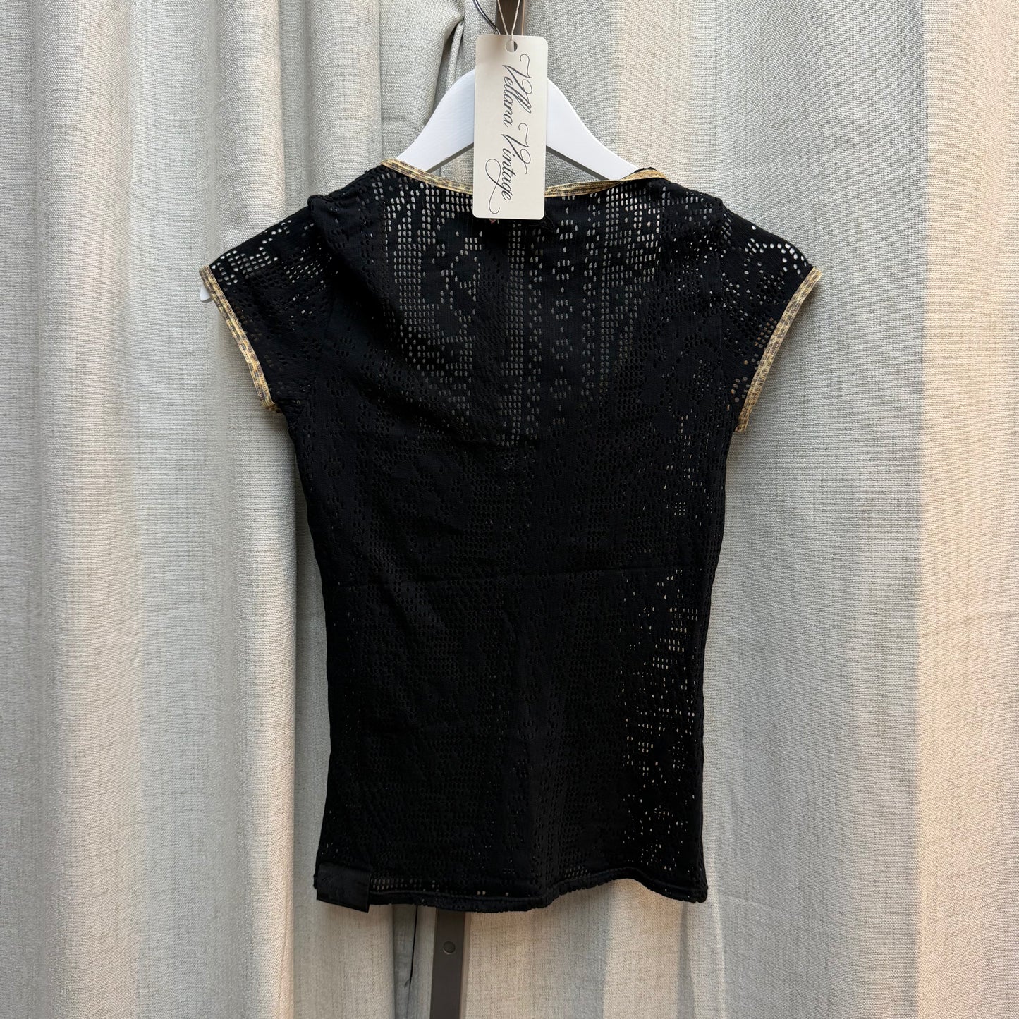 Just Cavalli Underwear Black & Floral Crochet Top