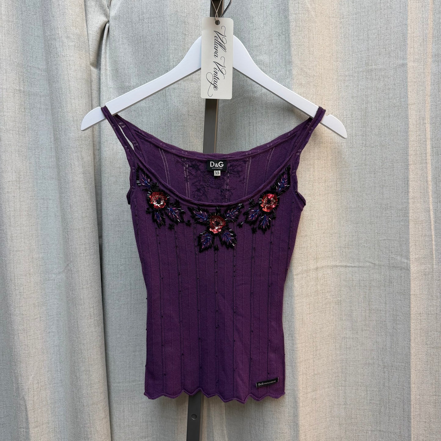 D&G Sequin Floral Purple Knit Cardigan and Tank Set