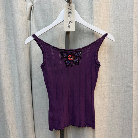 D&G Sequin Floral Purple Knit Cardigan and Tank Set
