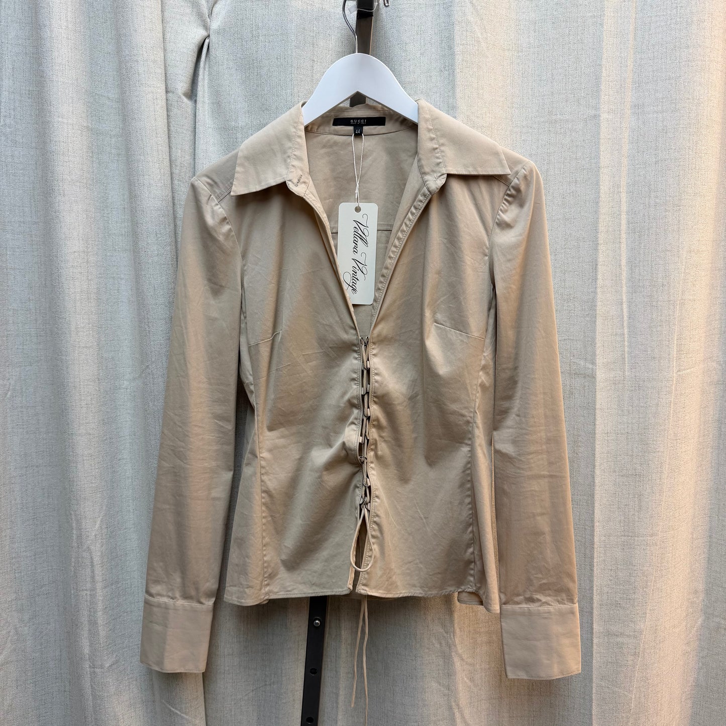 Gucci by Tom Ford Lace-Up Blouse Beige S/S 2002