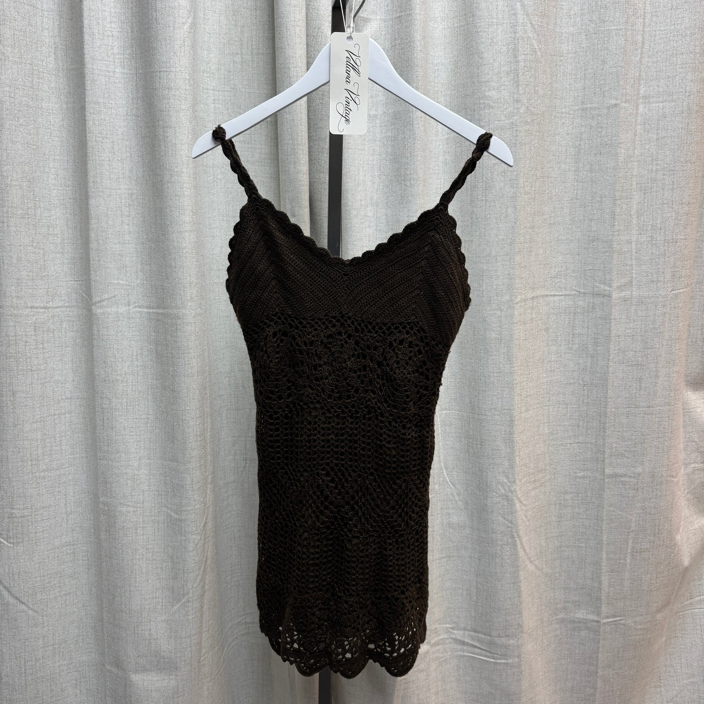 Brown Crochet Mini Dress