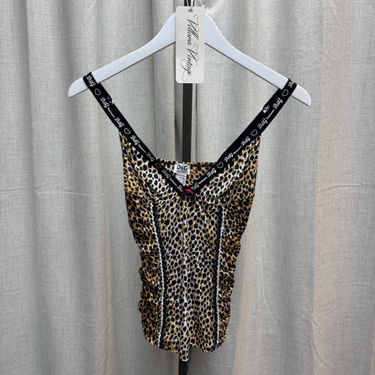 D&G Logo Cheetah Print V-Neck Tank Top