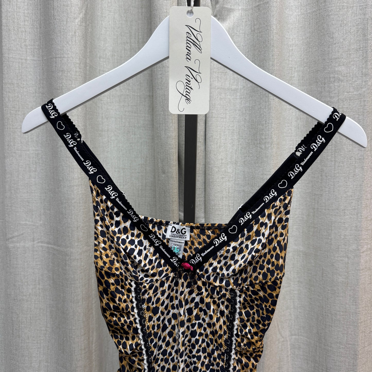D&G Logo Cheetah Print V-Neck Tank Top