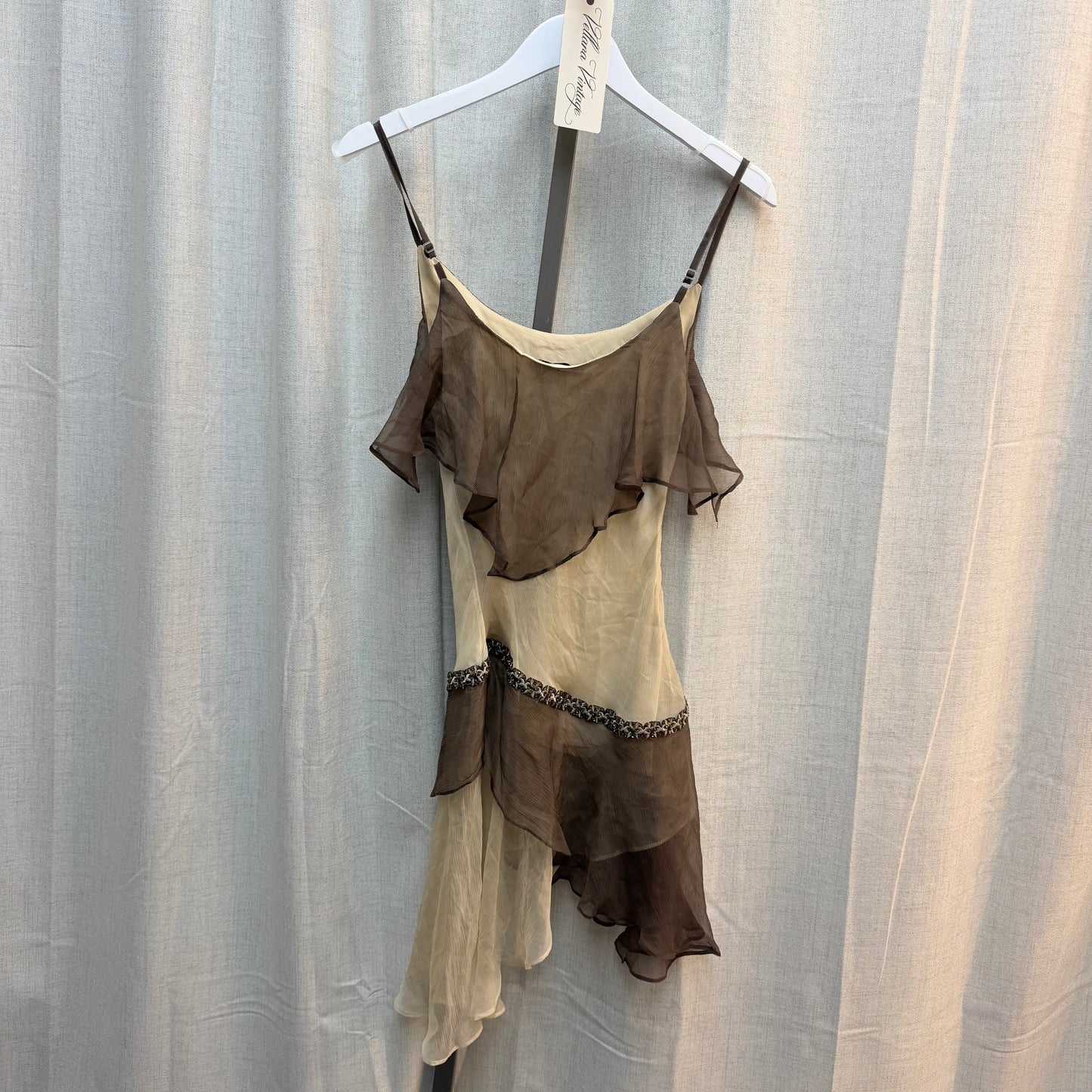 Brown & Beige Silk Mini Dress