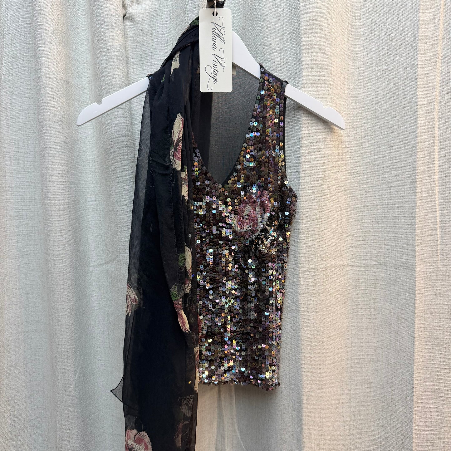 Blu Charme Black Floral Matching Silk Set