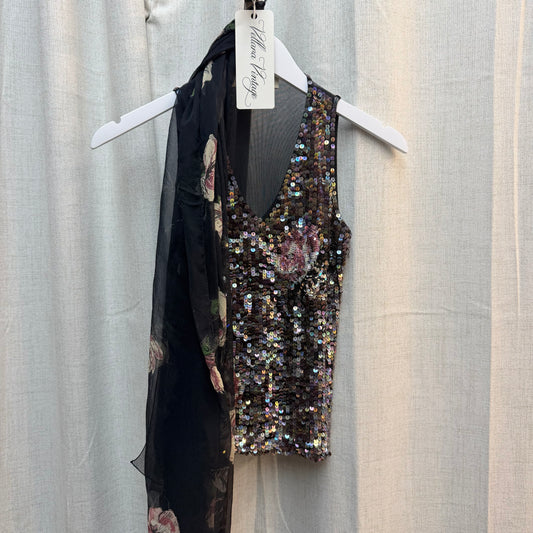 Blu Charme Black Floral Matching Silk Set