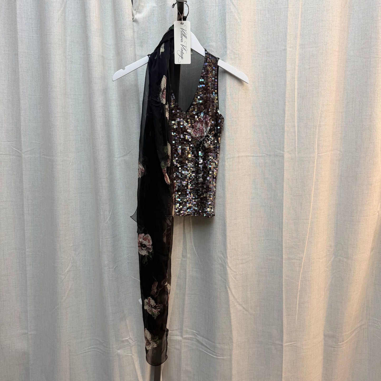 Blu Charme Black Floral Matching Silk Set