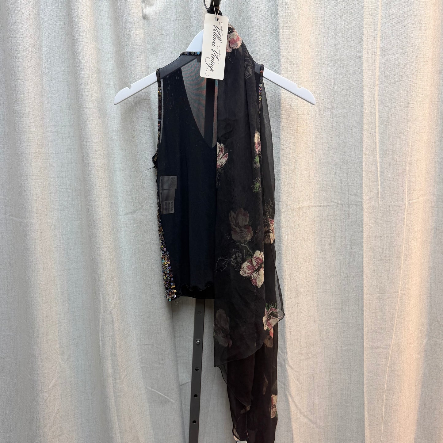 Blu Charme Black Floral Matching Silk Set