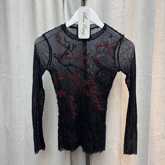 Jean Paul Gaultier Embroidered Mesh Long Sleeve