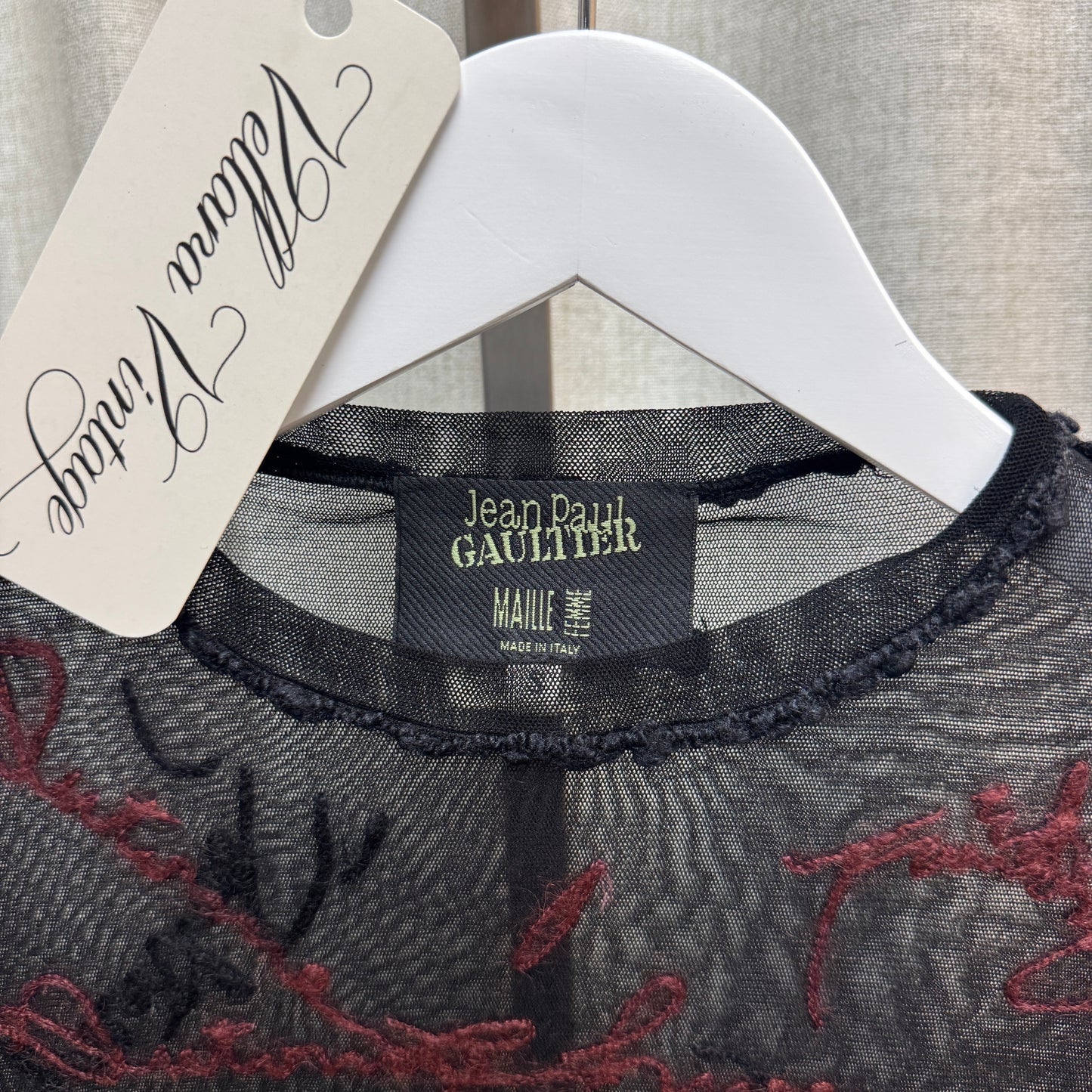 Jean Paul Gaultier Embroidered Mesh Long Sleeve