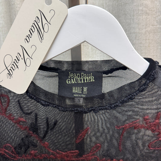 Jean Paul Gaultier Embroidered Mesh Long Sleeve