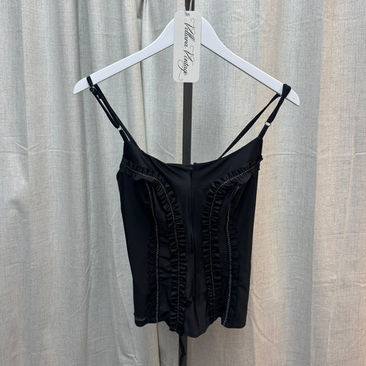 Black Corset-Style Zipper Tank Top