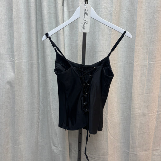 Black Corset-Style Zipper Tank Top