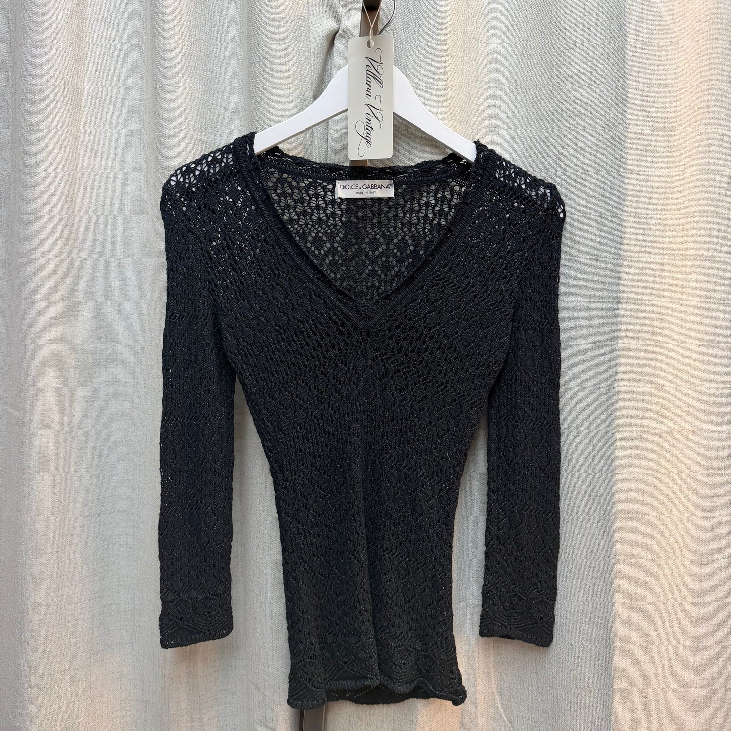 Dolce Gabbana Navy Blue Knit Sweater Top