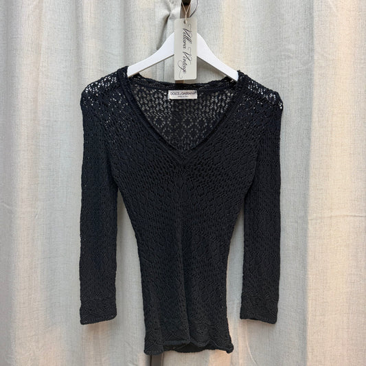 Dolce Gabbana Navy Blue Knit Sweater Top