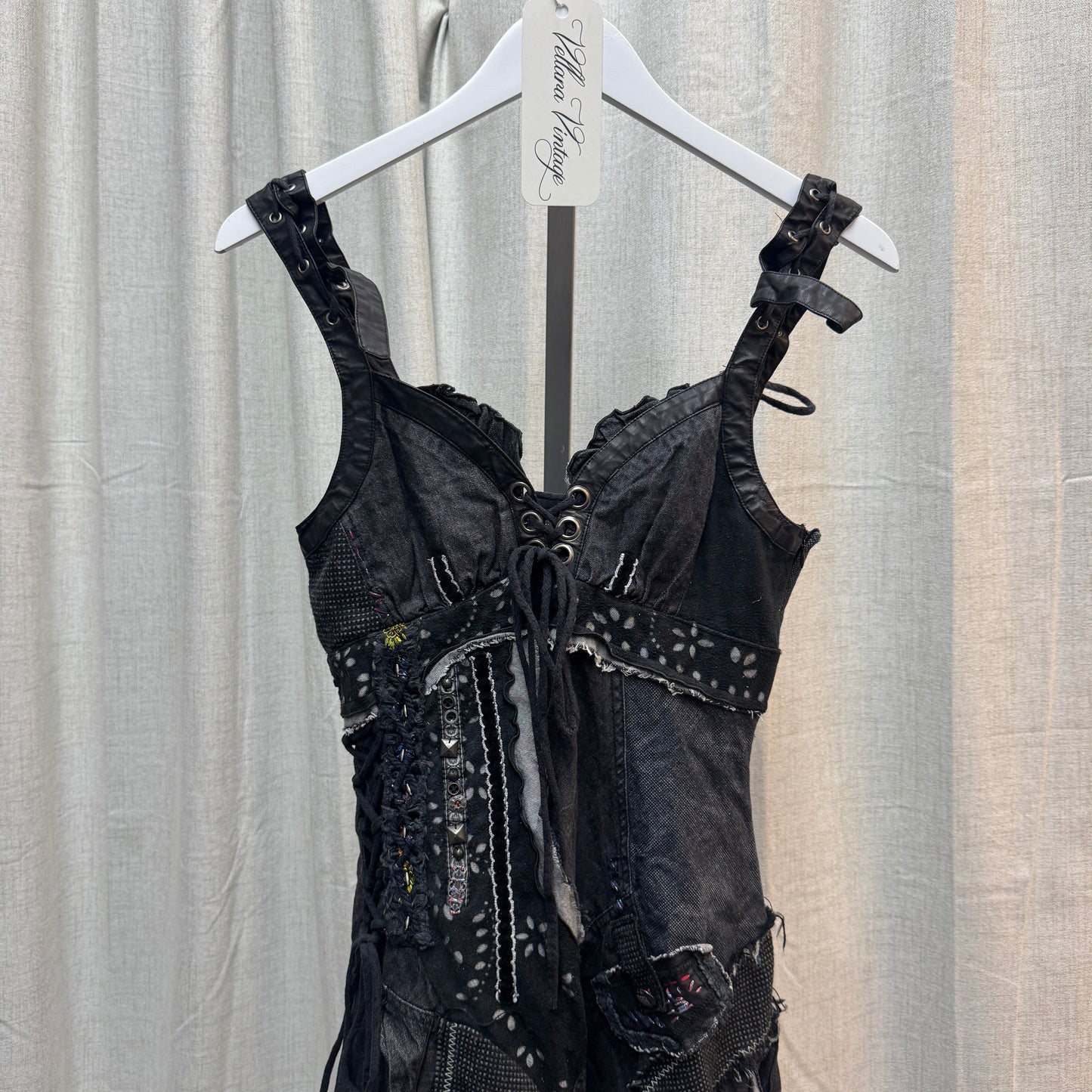 Black Distressed Patchwork Fairy Dress