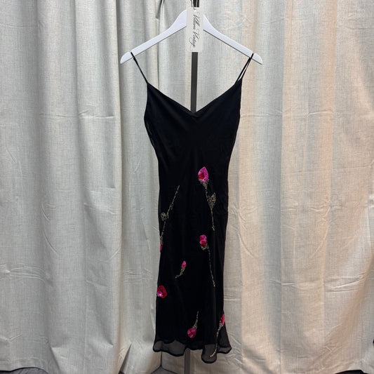 Betsey Johnson Silk Floral Beaded Midi Dress