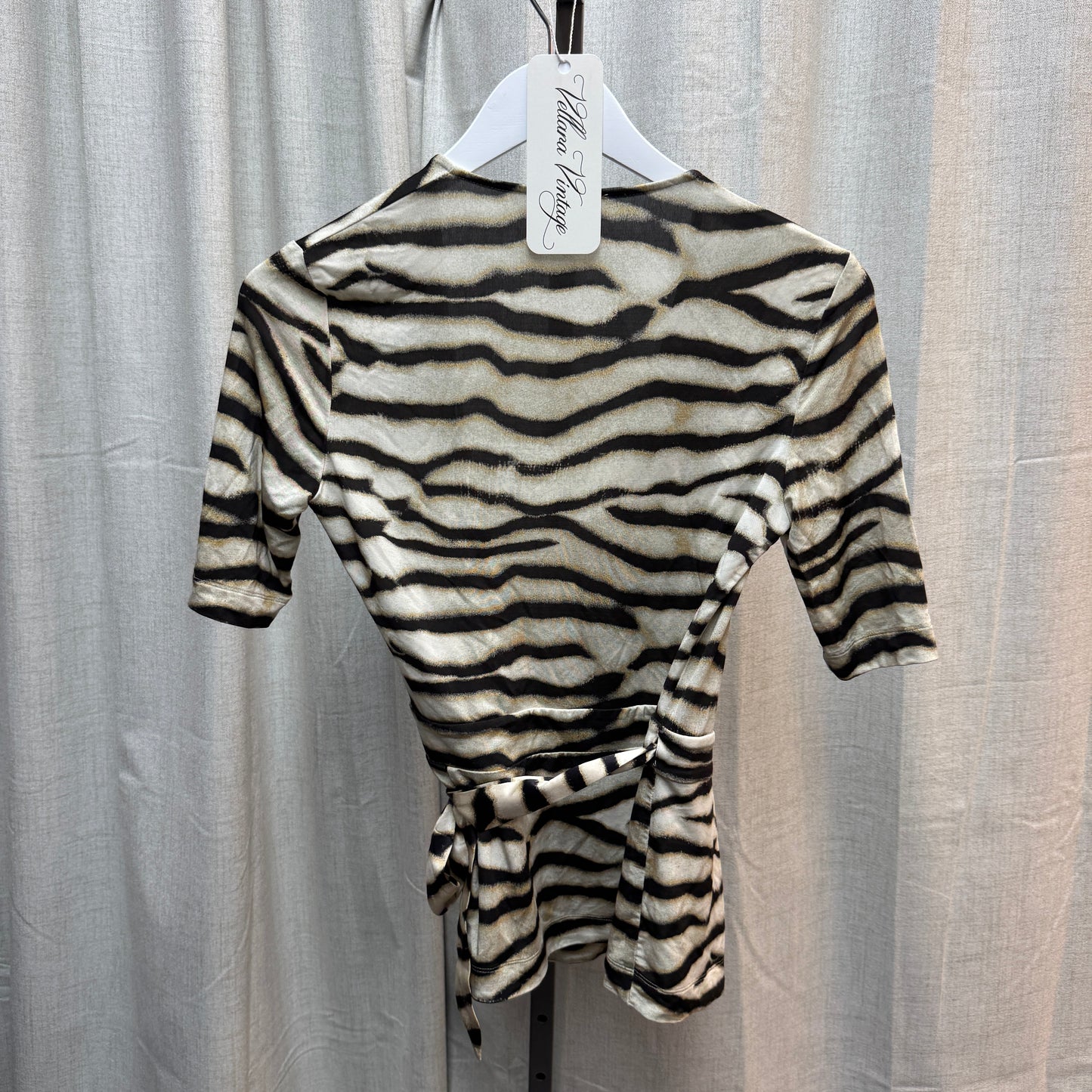 Just Cavalli Beige Animal-Printed Jersey Knit Wrap Top