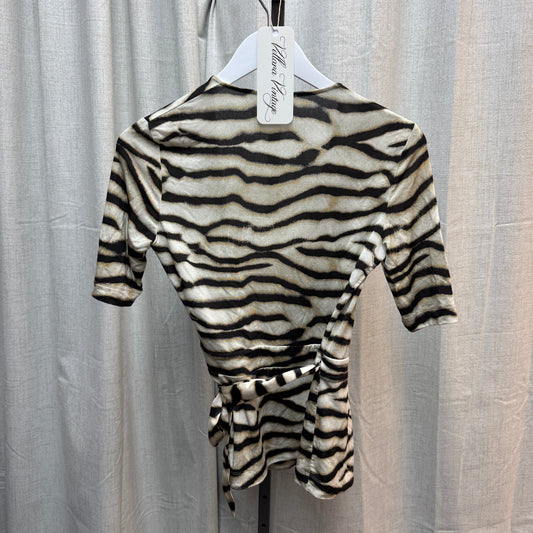 Just Cavalli Beige Animal-Printed Jersey Knit Wrap Top