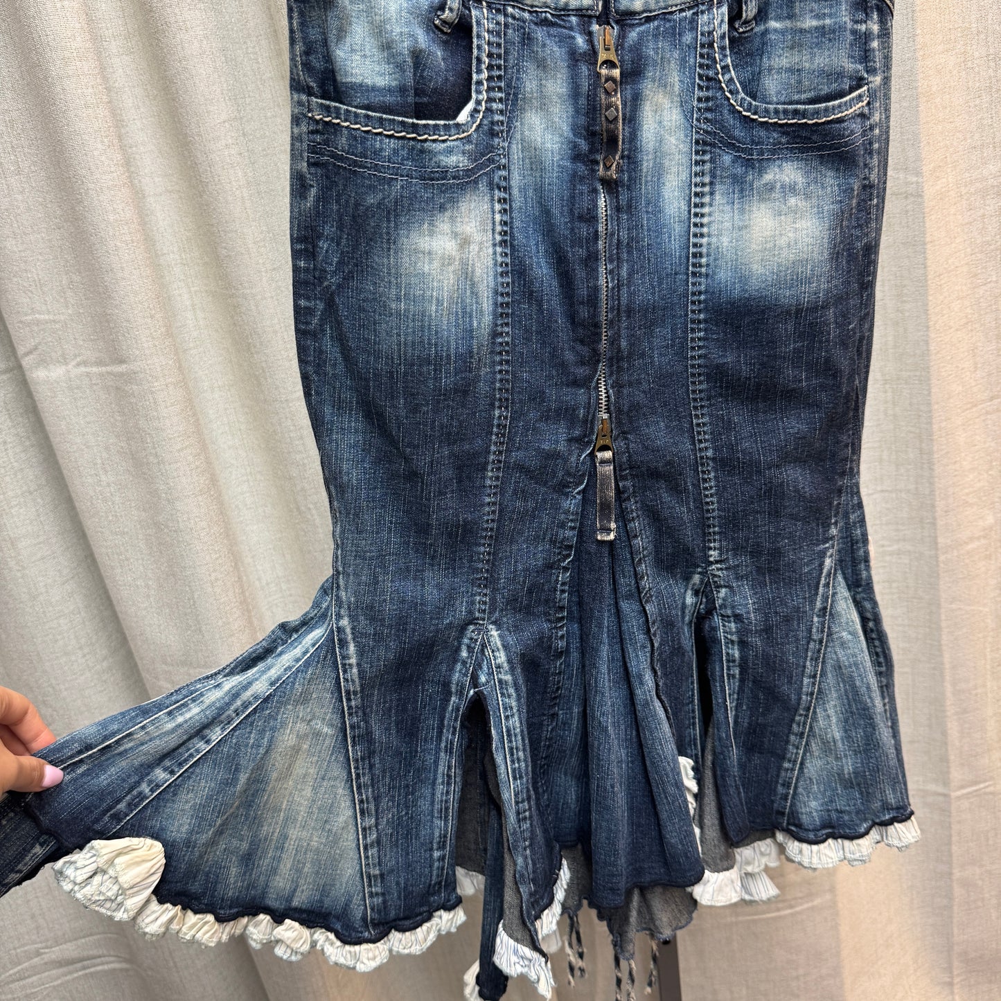 Marithe Francois Girbaud Denim Midi Mermaid Skirt