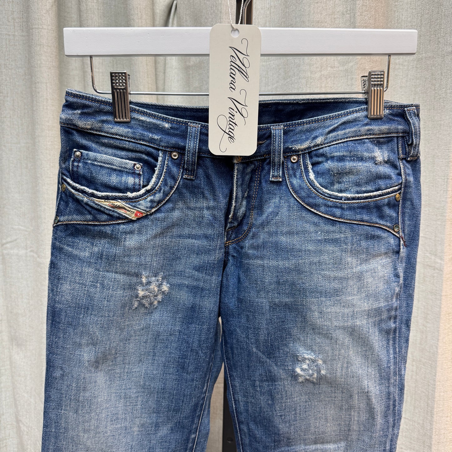 Diesel Blue Straight Leg Distressed Jeans