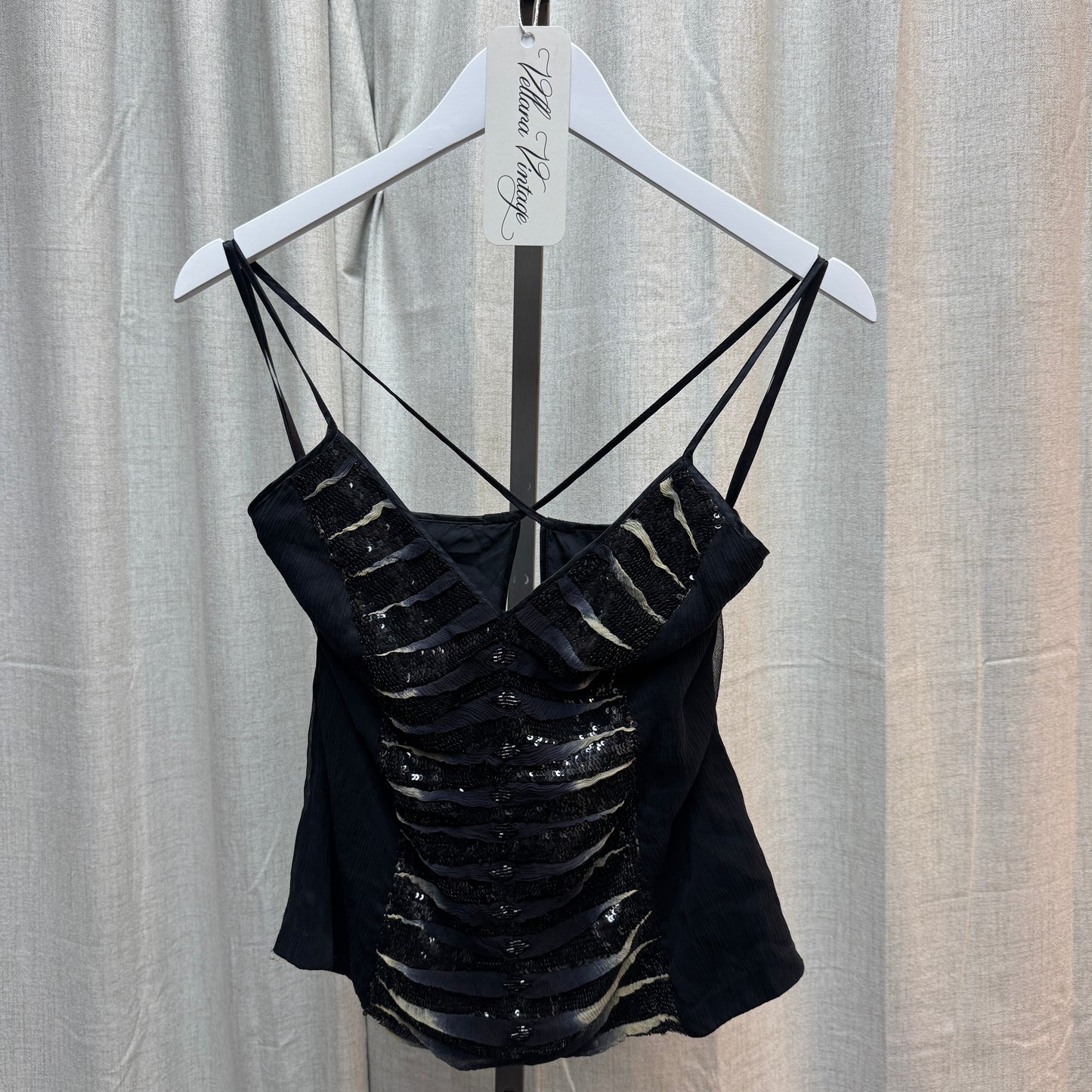 Just Cavalli Silk Sequin Zebra Tank Top