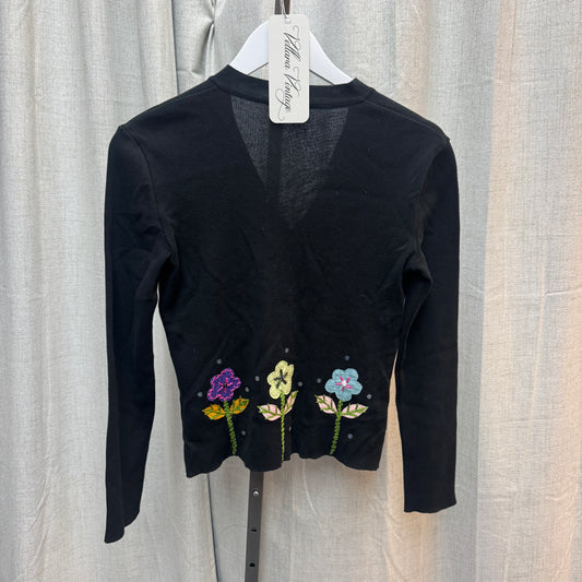 Moschino Floral Embroidered Black Cardigan