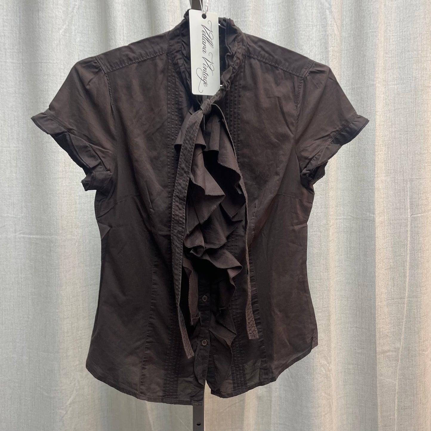 Esprit Brown Ruffle Short Sleeve Blouse