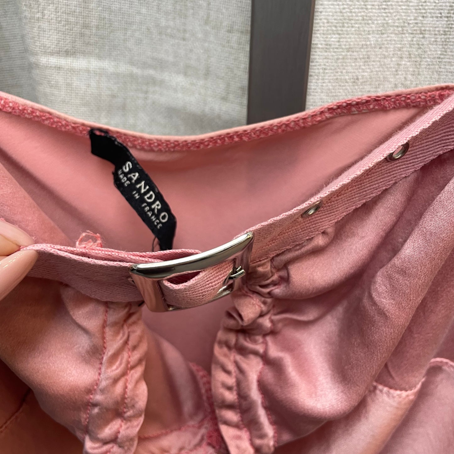 Sandro Pink Silk Buckle Tank Top