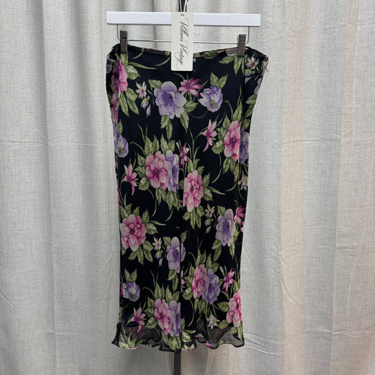 Allison Taylor Silk Floral Midi Skirt
