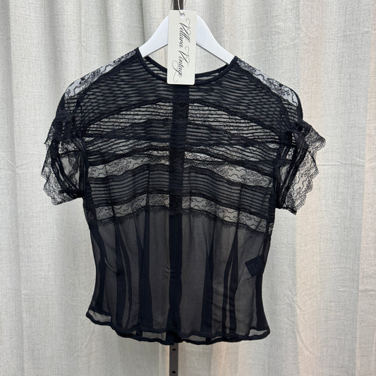 Isabel Marant Black Silk Lace Sheer Top