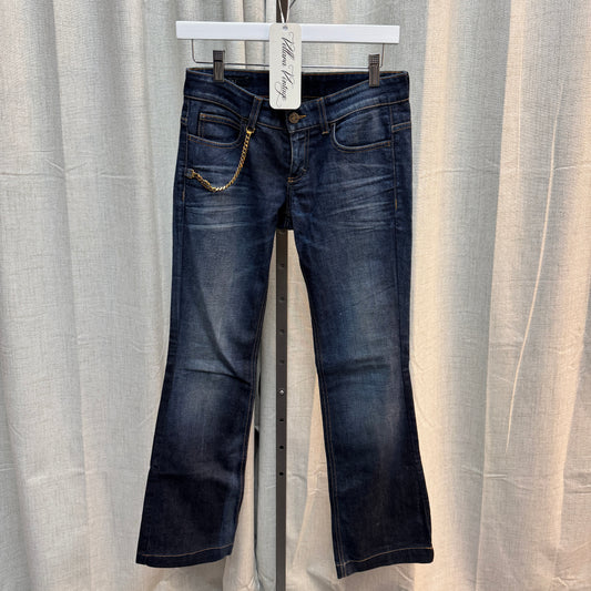 Gucci Dark Wash Bootcut Jeans with Gold Chain