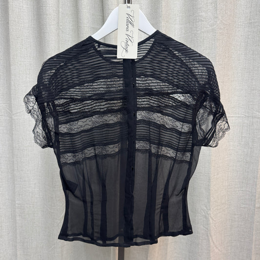 Isabel Marant Black Silk Lace Sheer Top