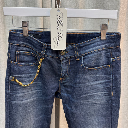 Gucci Dark Wash Bootcut Jeans with Gold Chain
