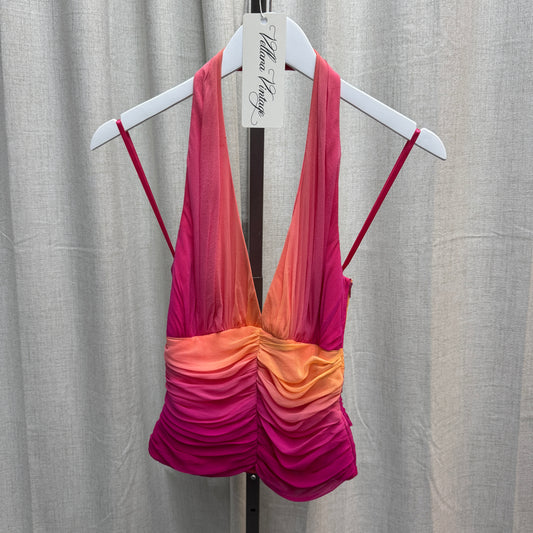 Caché Sunset Silk Ruched Halter Top