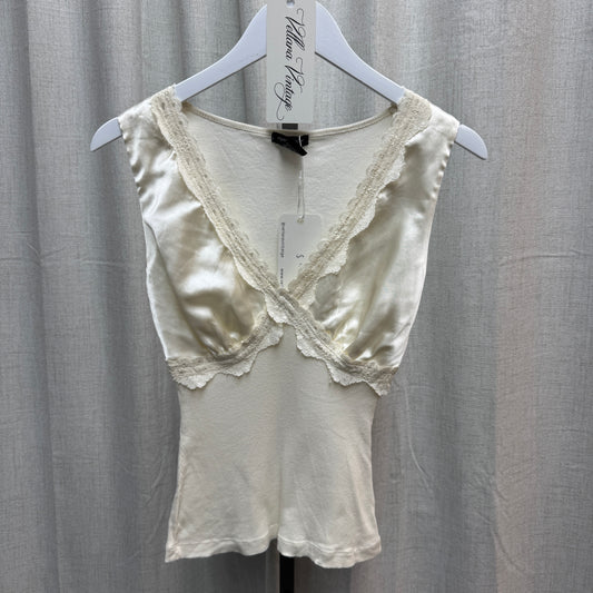 White Lace Cotton V-Neck Tank Top