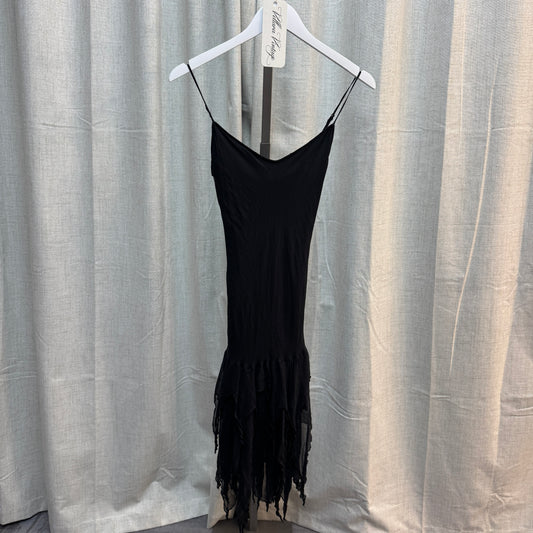 Betsey Johnson Black Silk Layered Midi Dress