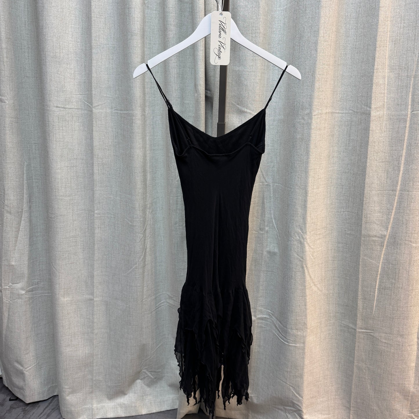 Betsey Johnson Black Silk Layered Midi Dress