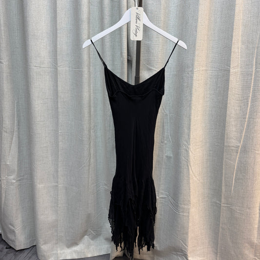Betsey Johnson Black Silk Layered Midi Dress